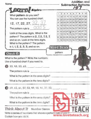Addition and Subtraction Patterns Worksheets
