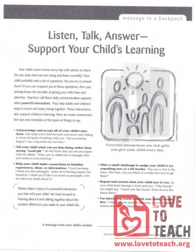 Listen, Talk, Answer - Support Your Child&#039;s Learning