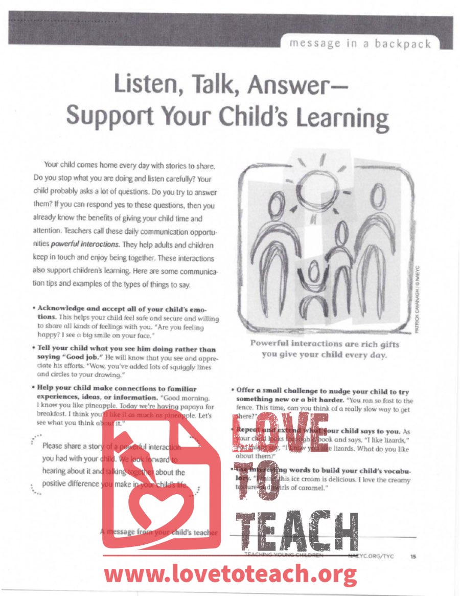 Listen, Talk, Answer - Support Your Child's Learning