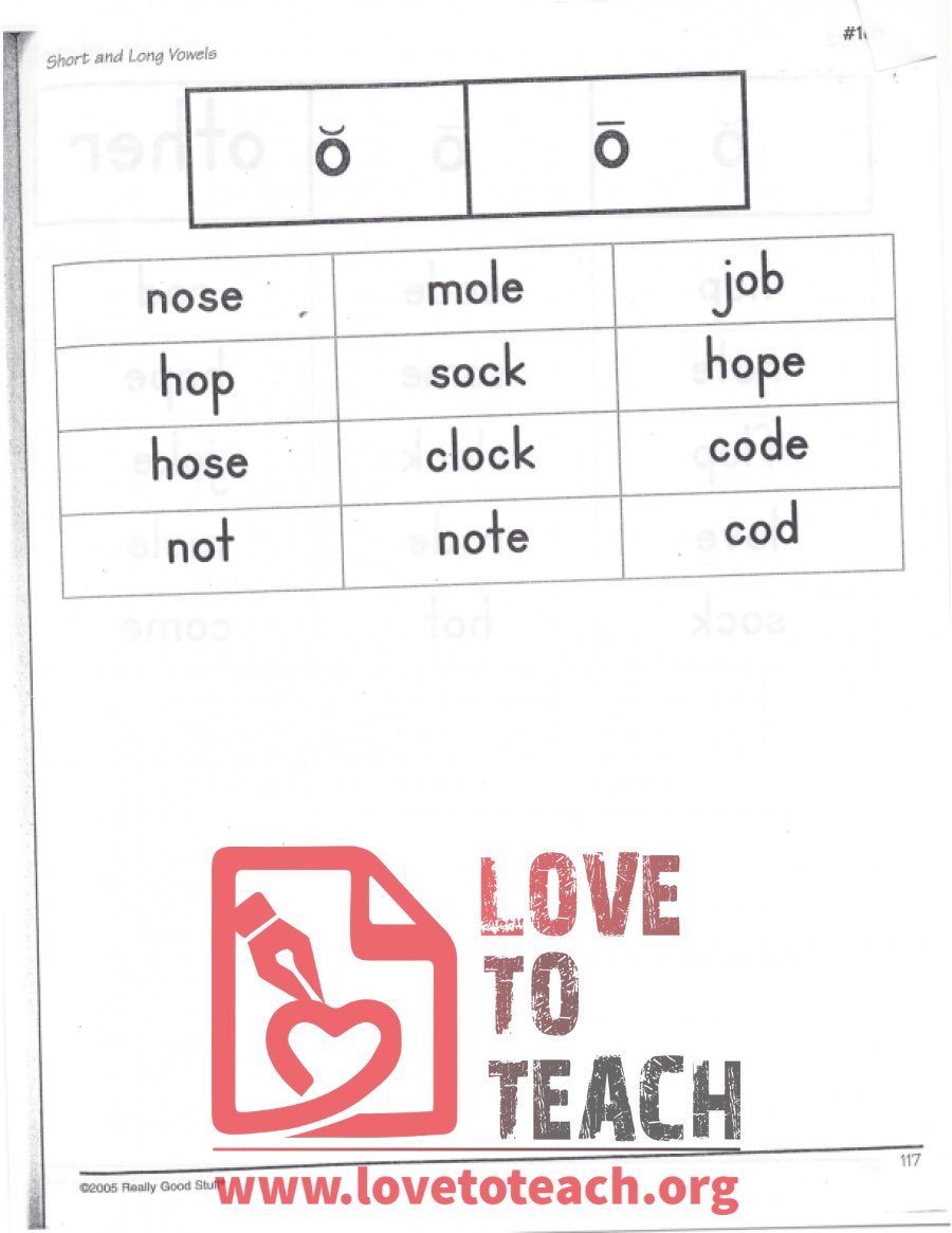 Short and Long Vowels - o
