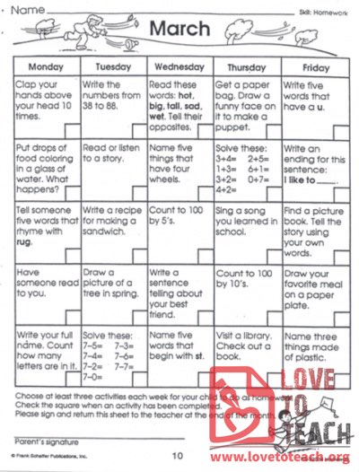 March Activity Sheet