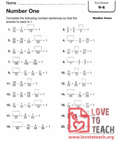 Number One - Fraction Enrichment