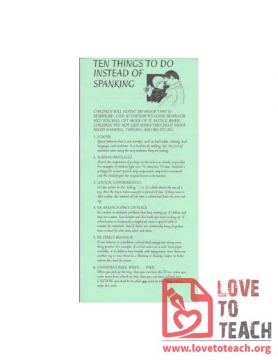 Ten Things To Do Instead Of Spanking