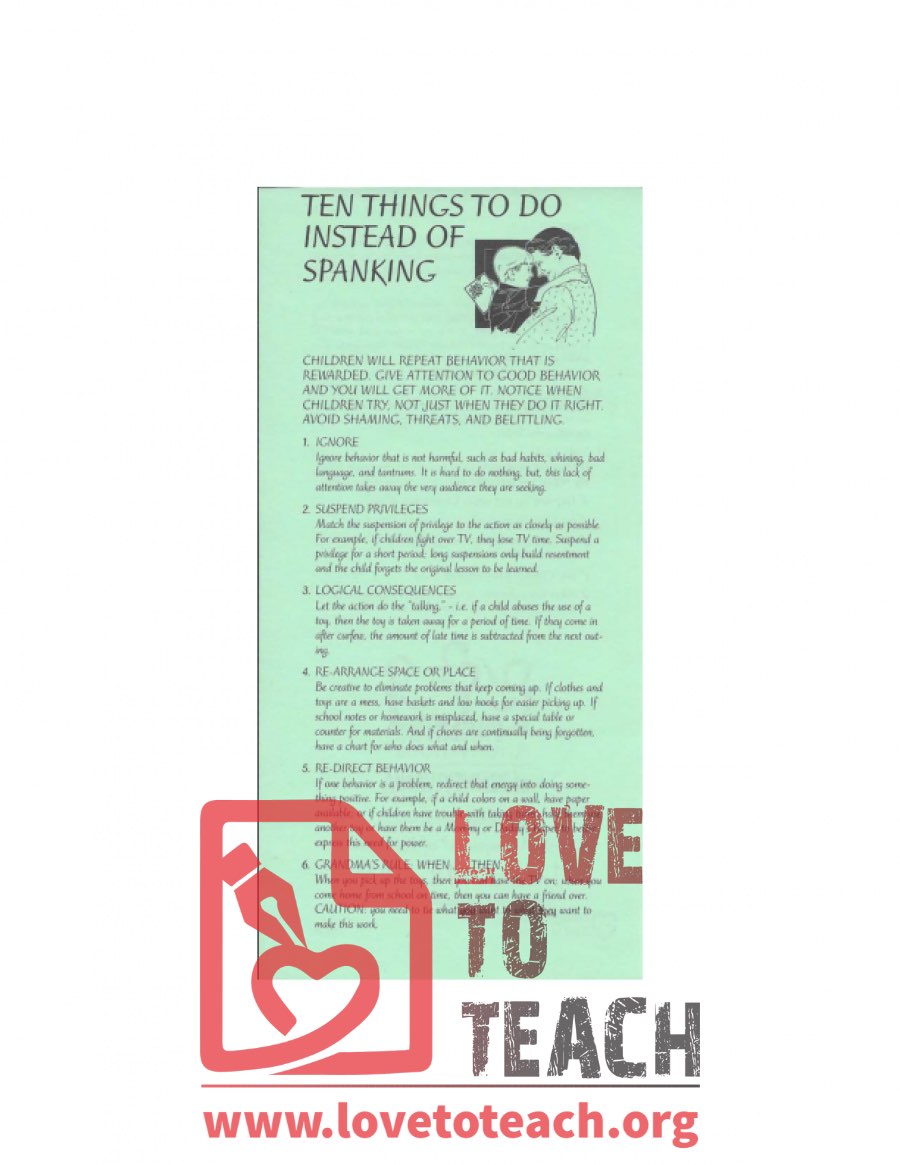 Ten Things To Do Instead Of Spanking