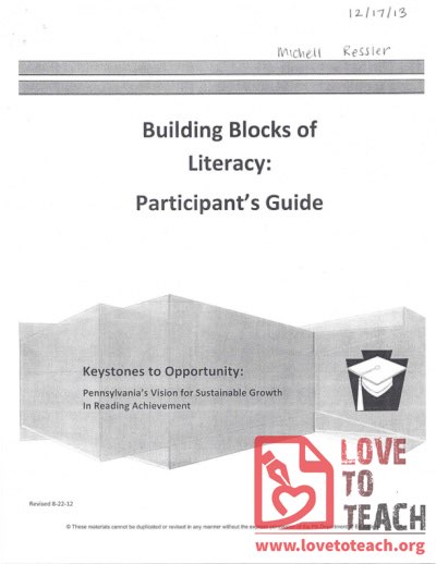 Participant&#039;s Guide - Building Blocks of Literacy