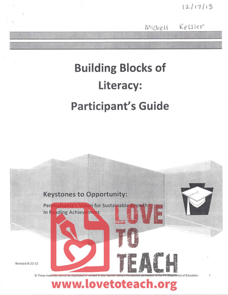 Keystones to Opportunity - Participant&#039;s Guide - Building Blocks of Literacy