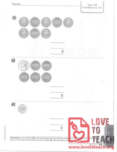 Counting Money - Free-Response Test