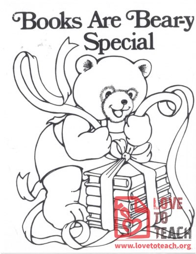 Books are Bear-y Special Coloring Page