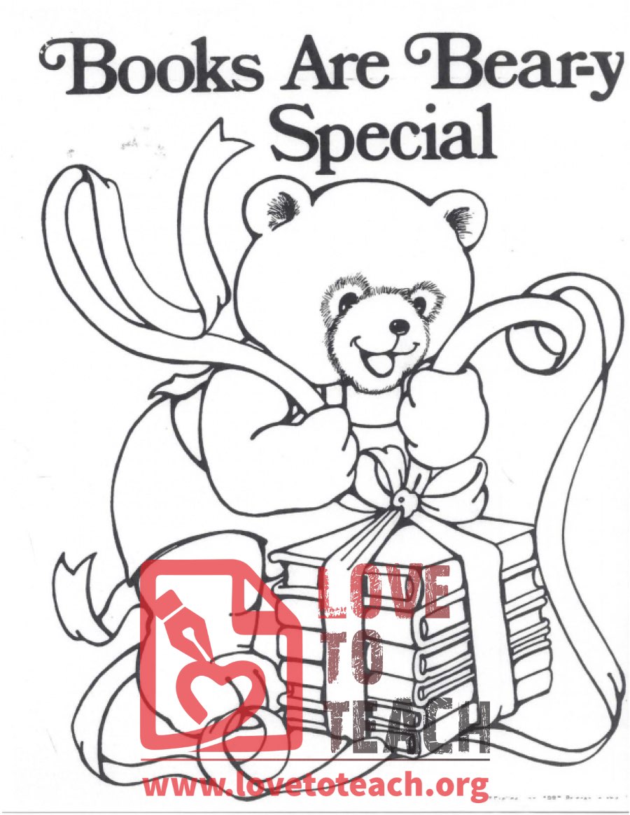 Books are Bear-y Special Coloring Page