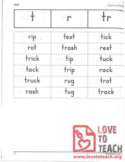 Beginning Blends - t, r, tr