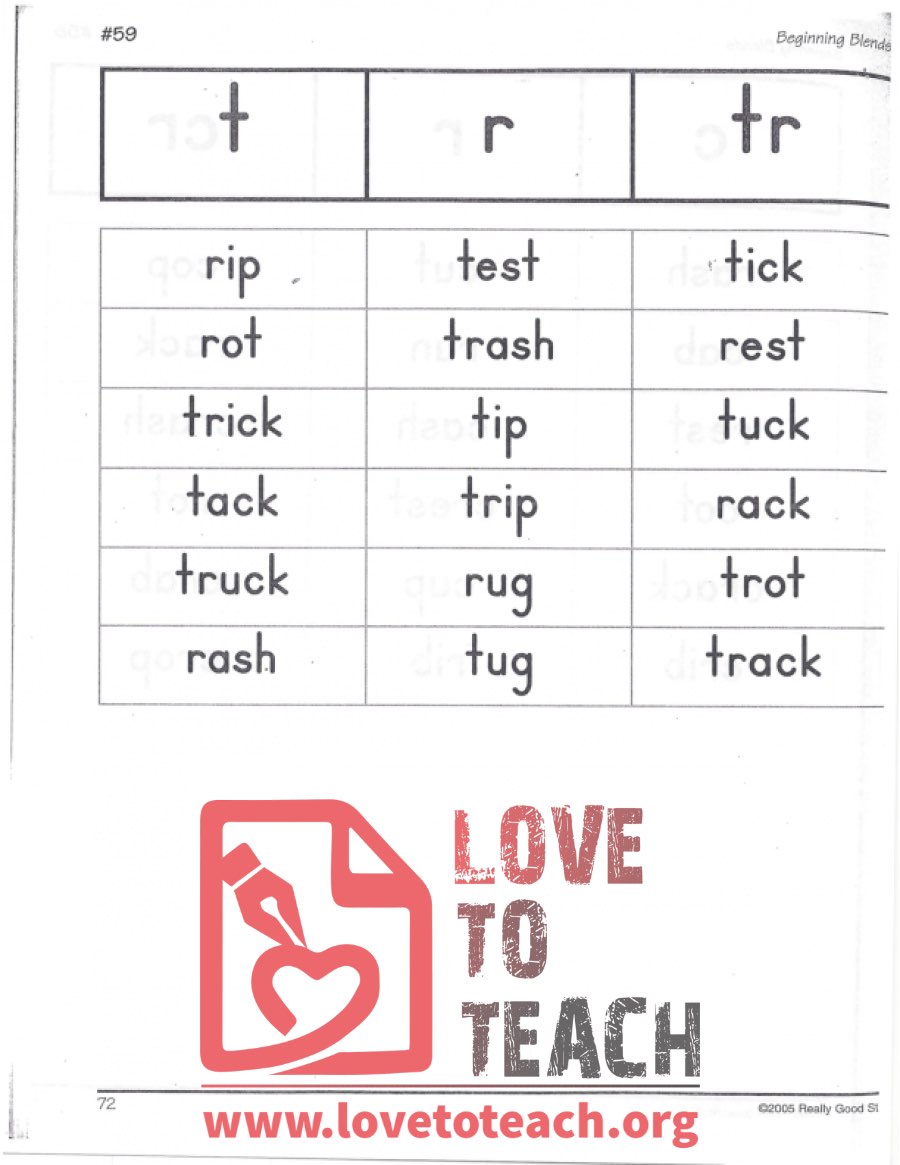 Beginning Blends - t, r, tr