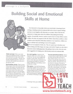 Message in a Backpack - Building Social and Emotional Skills at Home