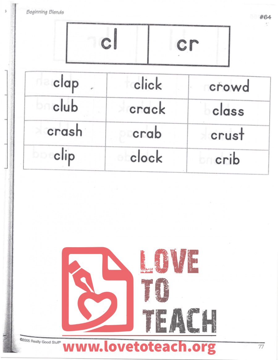 Beginning Blends - cl, cr