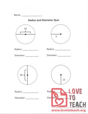 Radius and Diameter Quiz (A) With Answers