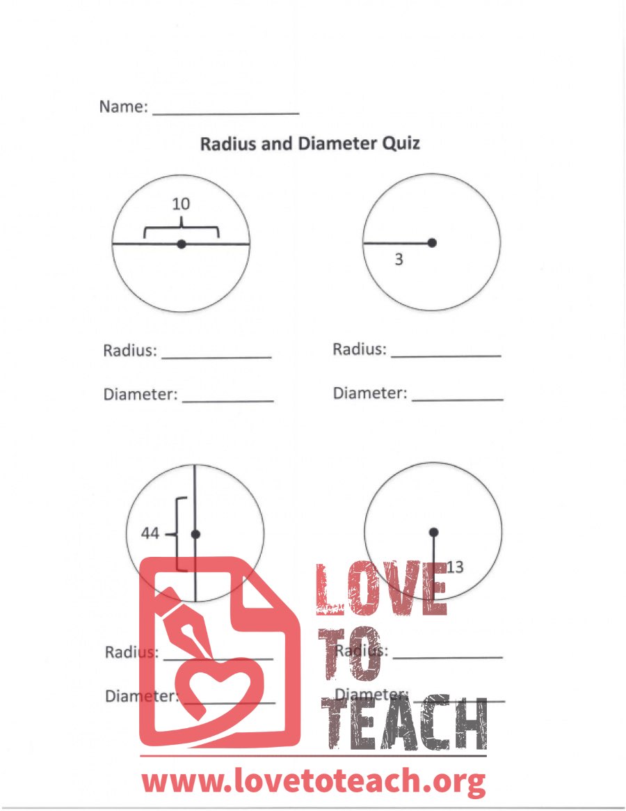Radius and Diameter Quiz (A) With Answers