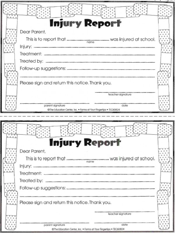 preschool injuries coursework sample ogessayzcce icoco info daycare accident incident report form
