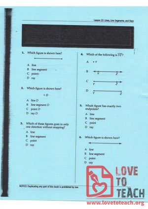 Lines, Line Segments, and Rays - Sample Questions