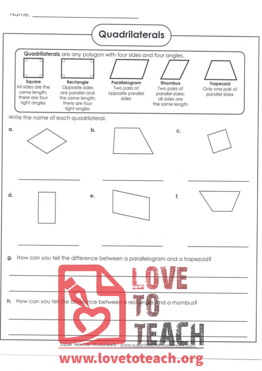 Quadrilaterals (with Answer Key)