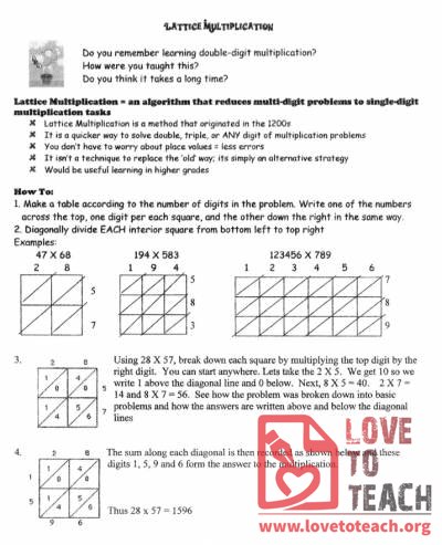 Lattice Multiplication: How To