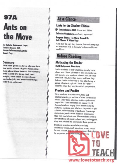 Ants on the Move - Reading Guide