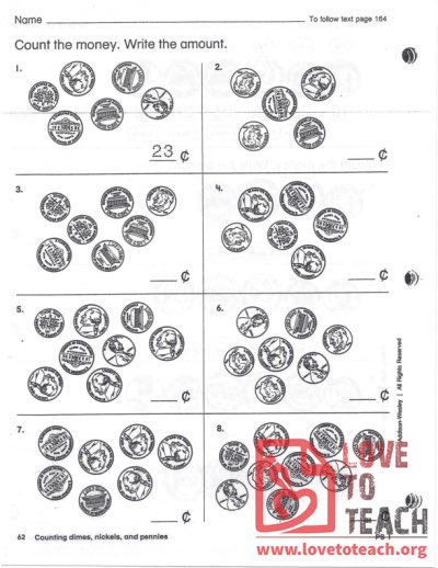 Dimes, Nickels, and Pennies: Count and Write