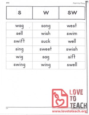 Beginning Blends - s, w, sw