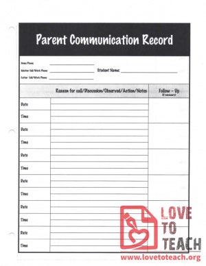 Parent Communication Record