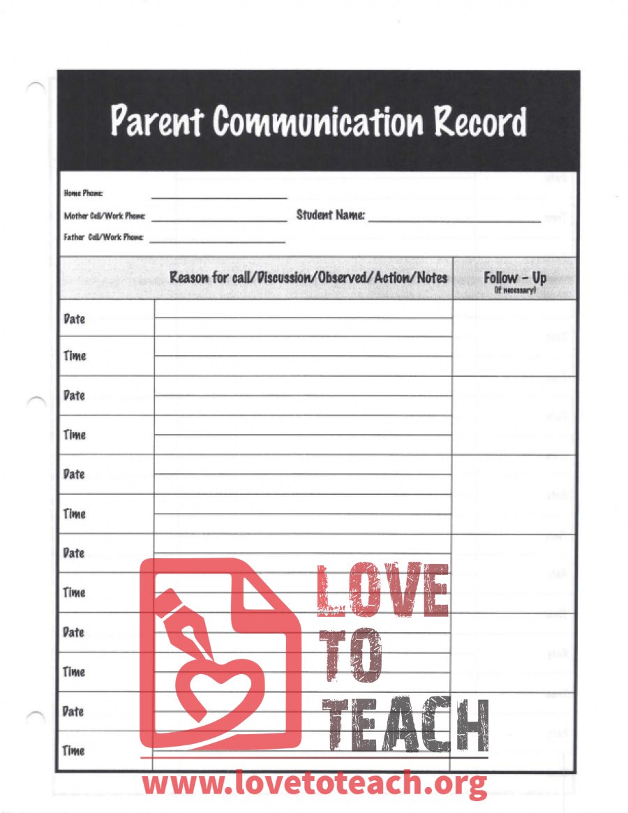 Parent Communication Record