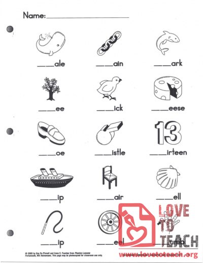 Beginning Consonant Digraphs Test