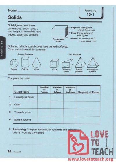 Solids - Geometric Shape Worksheet