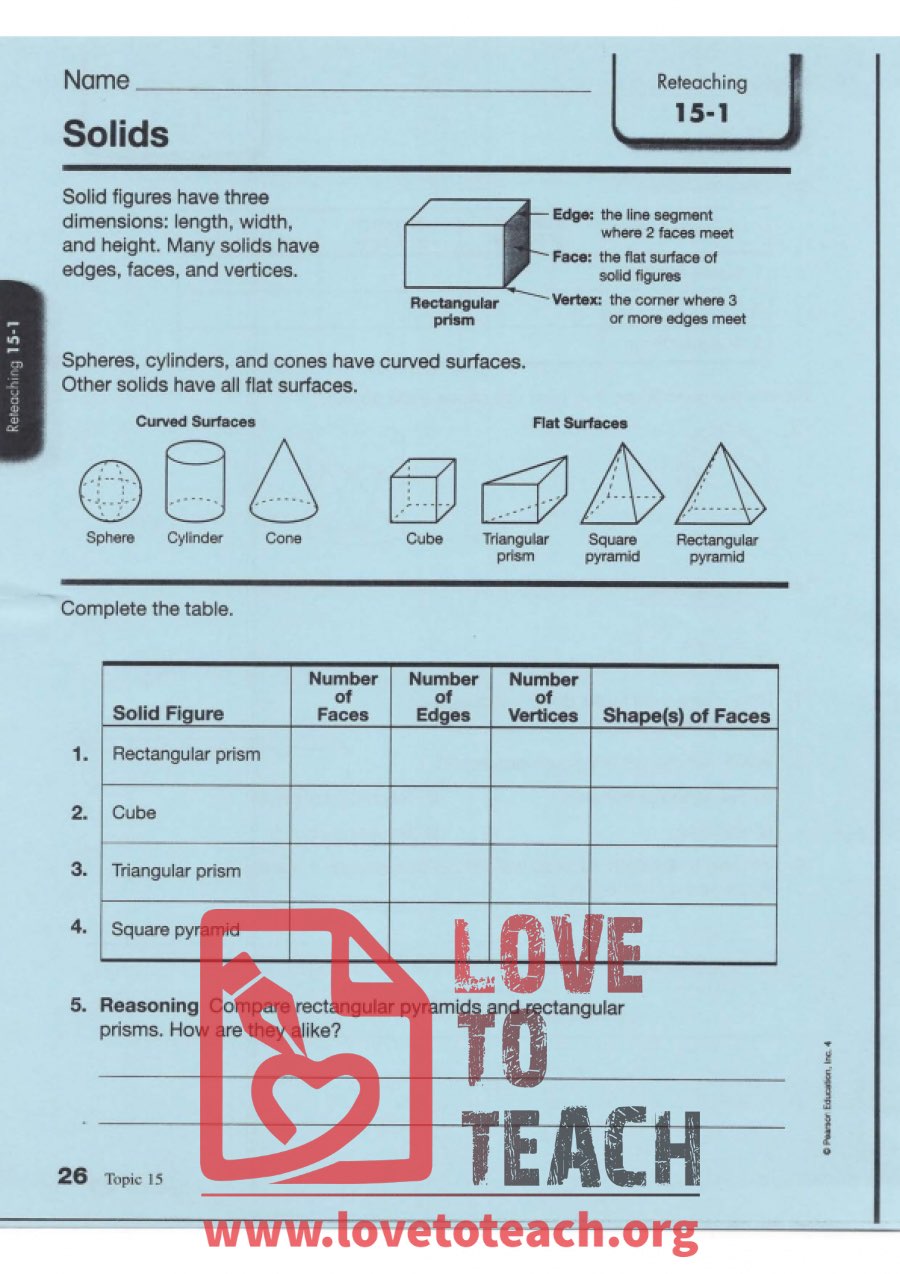 Solids - Geometric Shape Worksheet