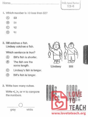 Comparing Numbers - Daily Spiral Review