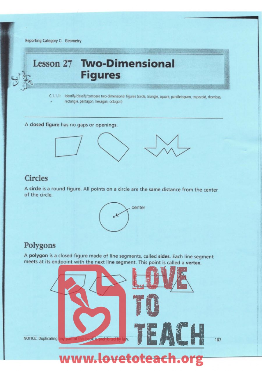 Two-Dimensional Figures - Worksheet