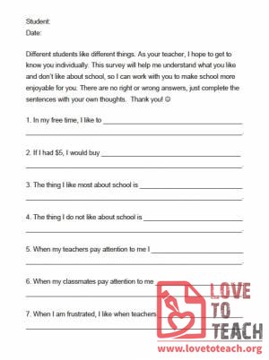 Student Behavior Survey