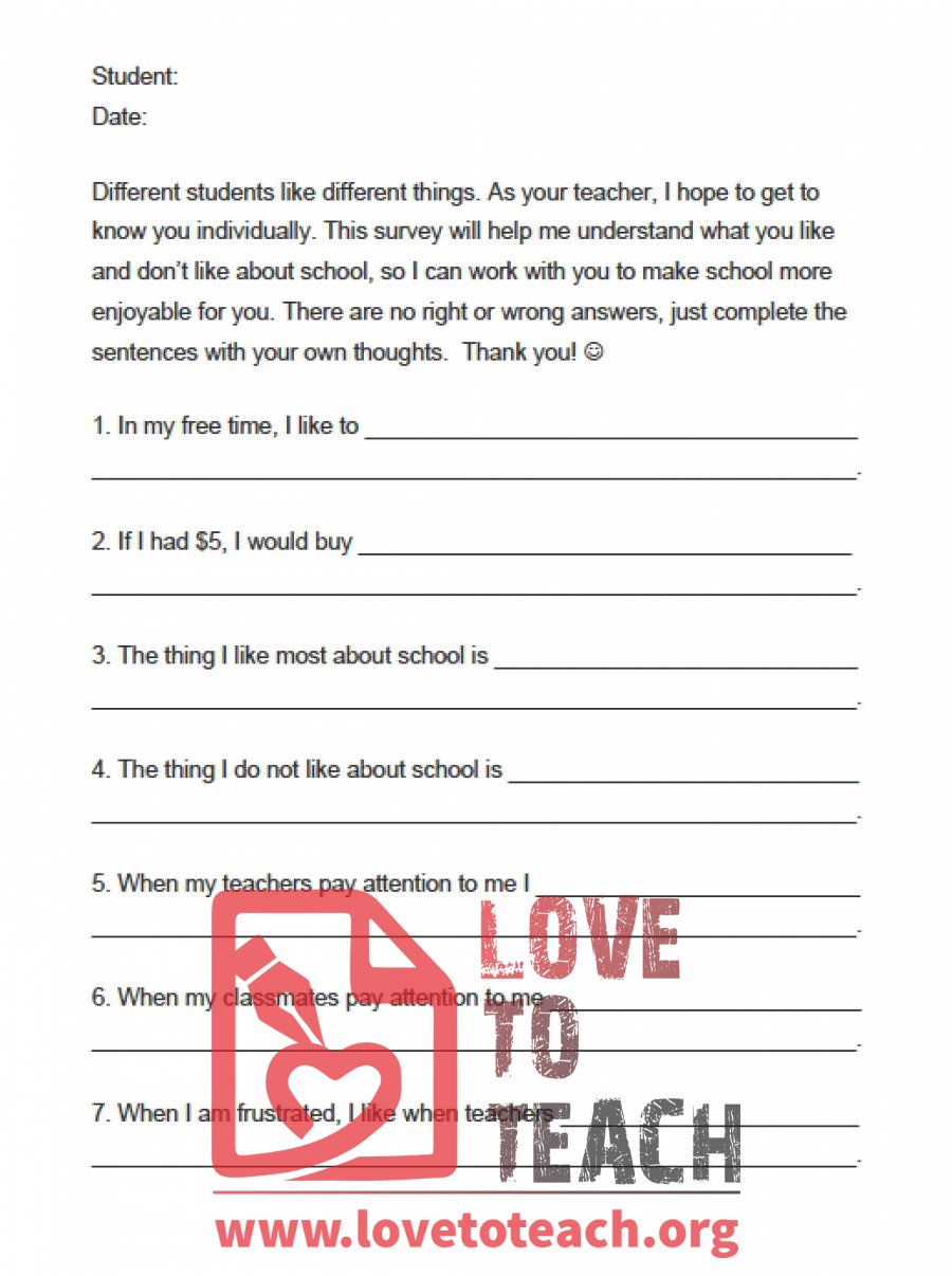 Student Behavior Survey