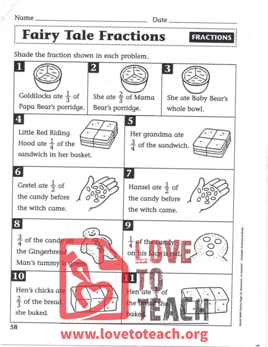 Fairy Tale Fractions - Worksheet