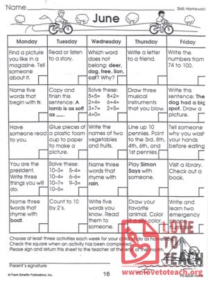 June Activity Sheet