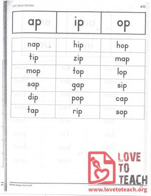 CVC Word Families - ap, ip, op