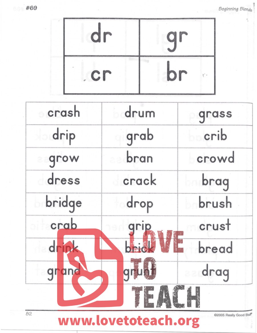 Beginning Blends - dr, gr, cr, br