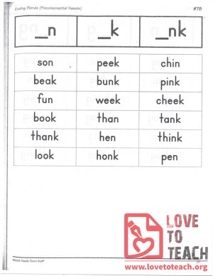 Ending Blends (Preconsonantal Nasals) - _n, _k, _nk