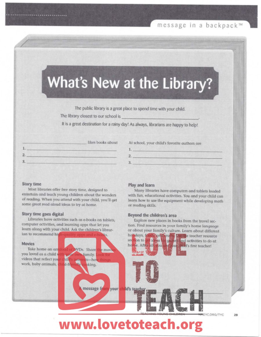 Message in a Backpack - What&#039;s New at the Library?