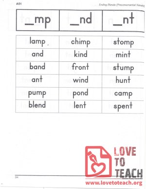 Ending Blends (Preconsonantal Nasals) - _mp, _nd, _nt