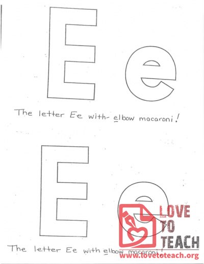 The Letter E (with elbow macaroni!)