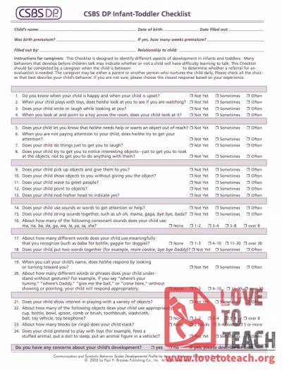 Autism Infant-Toddler Checklist
