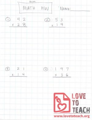 Multiplication Homework (A) With Answers