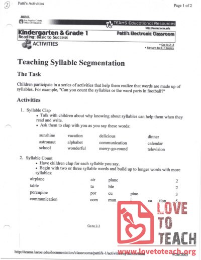 Teaching Syllable Segmentation