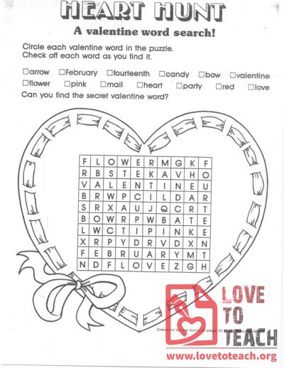 Heart Hunt - A Valentine Word Search