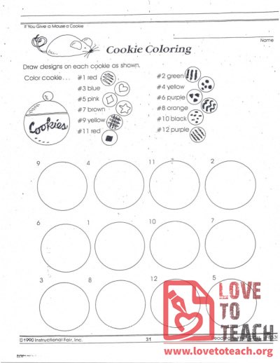 If You Give A Mouse A Cookie - Cookie Coloring