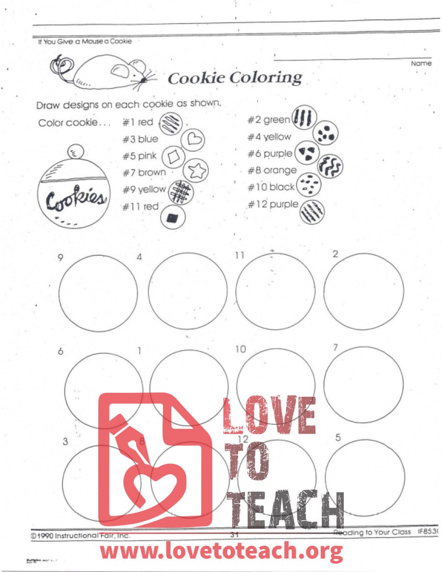 If You Give A Mouse A Cookie - Cookie Coloring