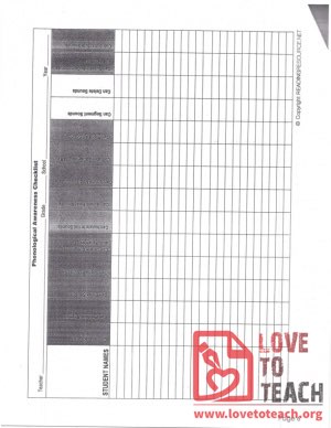 Phonological Awareness Checklist